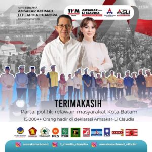 Amsakar dan Li Claudia Terlihat Bergairah Maju Pilkada 2024 Karena Dukungan Tokoh Nasional dan Pendiri Kepri