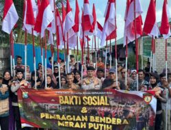 Sambut HUT ke-81 Kemerdekaan RI, Ditsamapta Polda Kepri Gelar Bakti Sosial dan Bagikan 100 Bendera Merah Putih